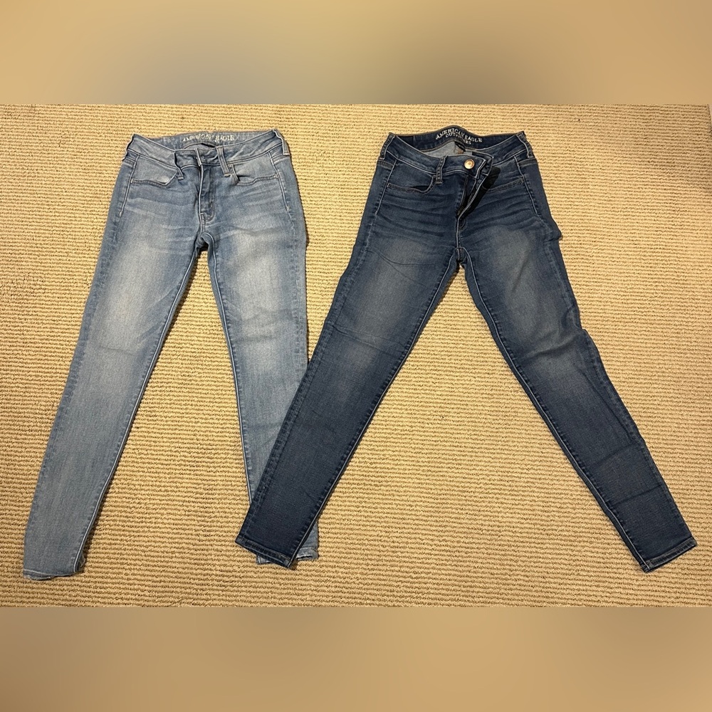 American Eagle Outfitters Light and Dark Blue Jeggings